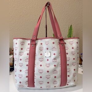 MCM WHITE VISETOS SHOPPING TOTE